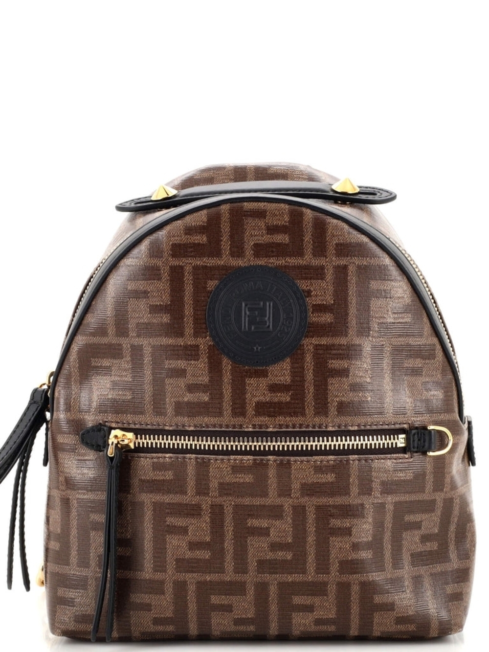 Fendi Brown Zucca By The Way Monogram Mini Backpack with Black Trim